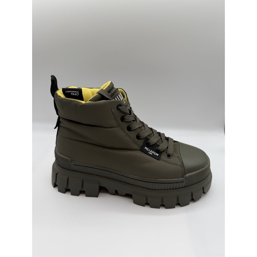 Palladium Revolt Overcush Olive Night Green Boots,Women's 8, EU39.5,Quilted,NWOB